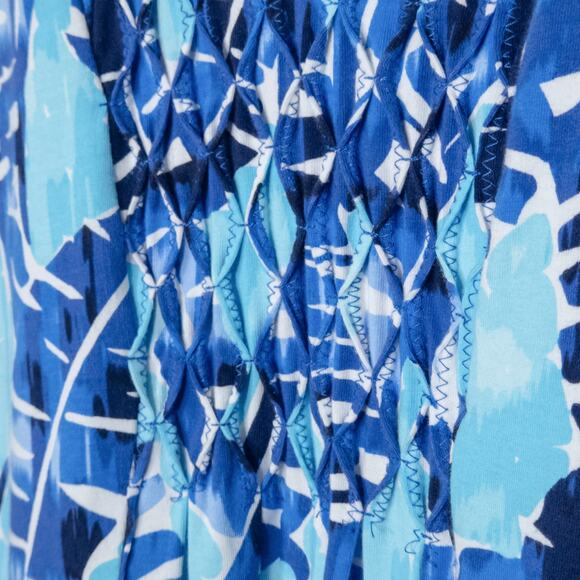 Caribbean Joe Top Colorful Bold Printed Blue Leafy XL Easy Breezy - Picture 6 of 8